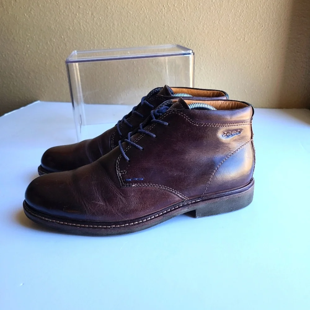 Ecco Chukka Boots Mens Size EU 40 US 7 Brown Leather Ankle Boots